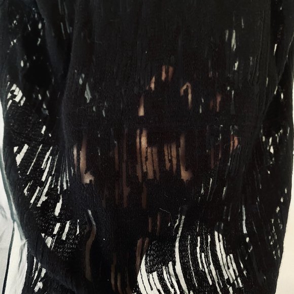 Helmut Lang  Embroidered Silk V-Neck Top Black - Picture 6 of 10